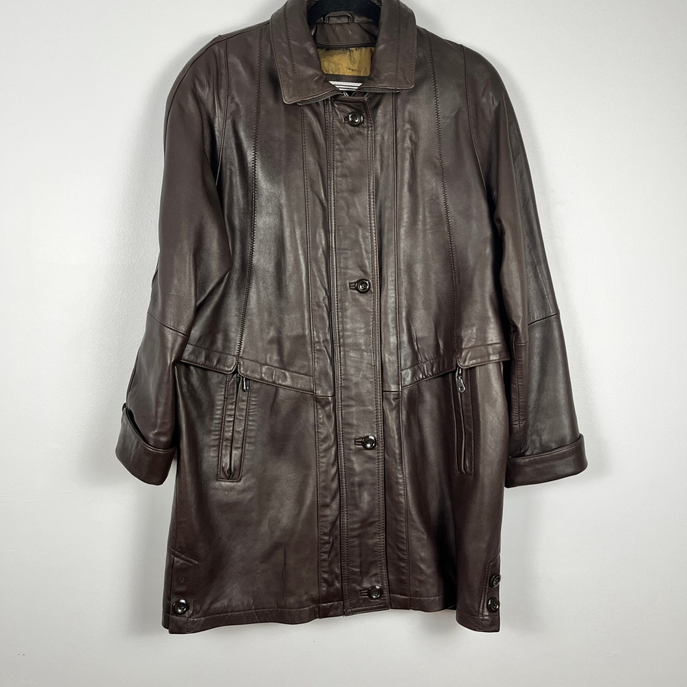 Vintage Laurence Roy lambskin Leather Coat Brown size S